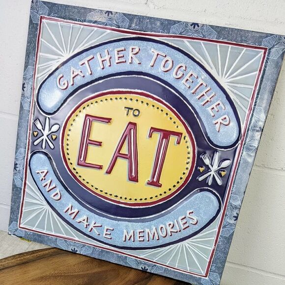 Creative Co-Op Home Decor Square Tin Wall Sign Gather Together 15.75” - Picture 2 of 5